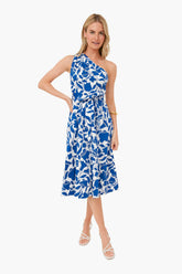 Blueberry Zig Zag Floral Belted Sabrina Dress